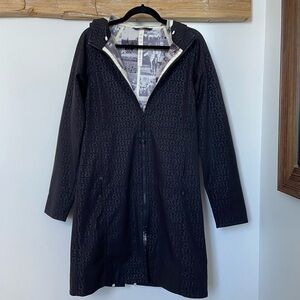 Lululemon Apres Yoga Black All Over Logo Jacket Rain Coat